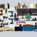 Modern Tools Auto Repair Tools Wall Hardware Tools Wall Edition Impact Drill Electric Drill Wrench Hardware Repair Tools Machine Repair Tools 3d model