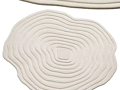 Modern Beige Round Rug With Textured Wave Pattern For Living Room Decor 3d model
