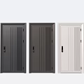 Modern Security Doors In Dark Gray Black Light Gray With Vertical Stripes Design 3d model