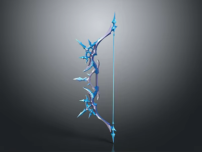 Elegant Blue Fantasy Bow With Decorative Spikes And Mythical Weapon Design 3d model