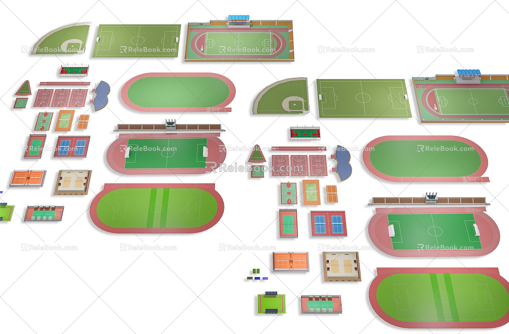 Outdoor Football Stadium Basketball Court Sports Stadium Football Stadium Stadium Sports Park Baseball Table Tennis Badminton Tennis Court 3d model