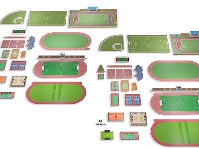 Outdoor Football Stadium Basketball Court Sports Stadium Football Stadium Sports Park Baseball Table Tennis Badminton Tennis Court 3d model