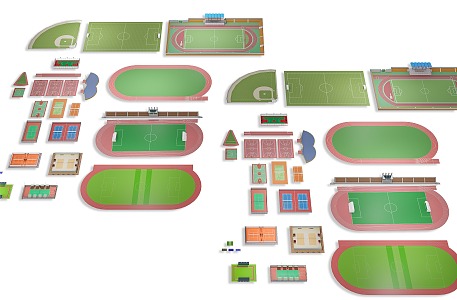 Outdoor Football Stadium Basketball Court Sports Stadium Football Stadium Sports Park Baseball Table Tennis Badminton Tennis Court 3d model