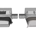 Modern Double Bed with Gray Headboard White Sheets Soft Blanket and Nightstand 3d model