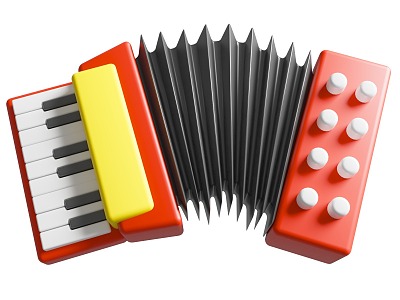 Cartoon Style Accordion Musical Instrument Cartoon Musical Instrument Theme 3d model