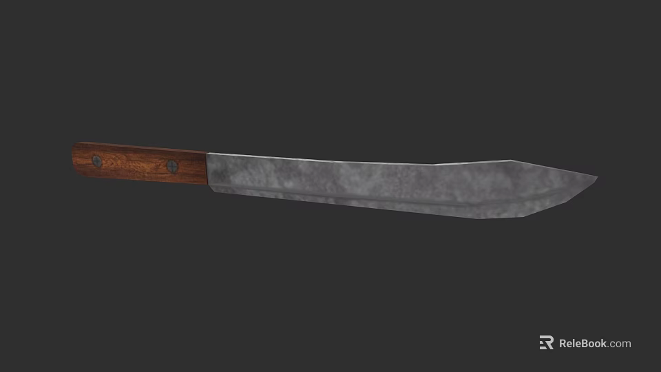 Hunting Weapon Knife Featuring Wooden Handle And Sharp Metal Blade Design 3d model 