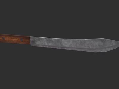 Hunting Weapon Knife Featuring Wooden Handle And Sharp Metal Blade Design 3d model