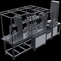 Automated Industrial Equipment With Metal Frame Structure Control Panels And Mechanical Arms
