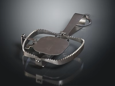 Metal Mouse Trap With Spring Mechanism Serrated Edges And Handle Design 3d model