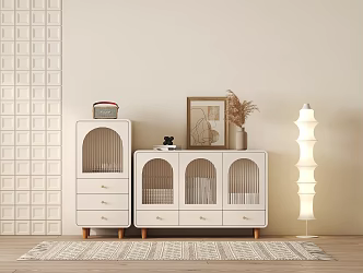 Modern Solid Wood Side Cabinet Entrance Cabinet 3d model
