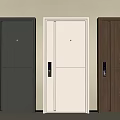 Three Modern Black White Brown Doors With Lock Hole And Handle