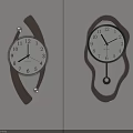 Artistic Modern Wall Clocks With Unique Curved Frame And Pendulum Design For Home Decor