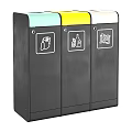 Public Facility Three Compartment Trash Bins With Recycling Symbols For Public Areas
