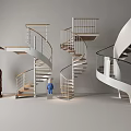 Various Spiral Staircases Design With Wooden Steps Metal Railings And Glass Balustrades