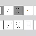 Modern White And Gray Switch Panels With Various Types USB Ports And Power Outlets