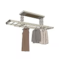 Smart Clothes Drying Rack With Retractable Design LED Light And Hanging Clothes 3d model