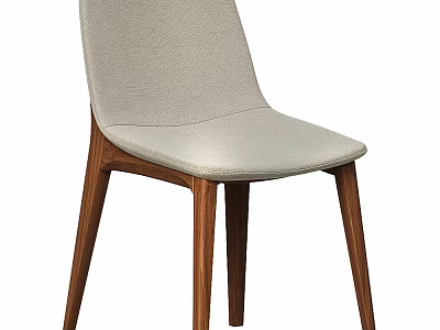 Minimalist Modern Single Chair Featuring Light Fabric Upholstery And Wooden Legs 3d model