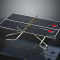 Modern Table Tennis Table Sports Equipment With Glass Top Net Red Paddles And Ball
