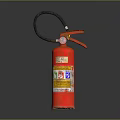 Red Fire Extinguisher With Black Hose Orange Handle And Safety Labels For Home Use
