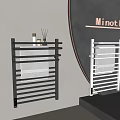 Modern Bathroom Interior With Black And White Wall Mounted Towel Racks