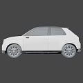 White Compact Modern Car With Circular Headlights Black Roof And Sleek Design