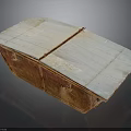 Vintage Brown And White Storage Chest With Wooden Panels And Lidded Design