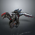 Futuristic Mechanical Dragon With Black Body Red Eyes And Mechanical Wings