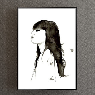 Modern Figure Painting Simple Black and White Decorative Painting 3d model