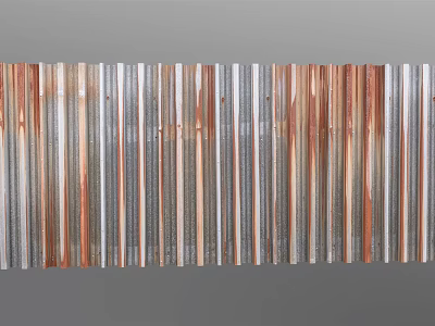 Decorative Corrugated Metal Panel Wall With Silver Copper And Gray Textures 3d model