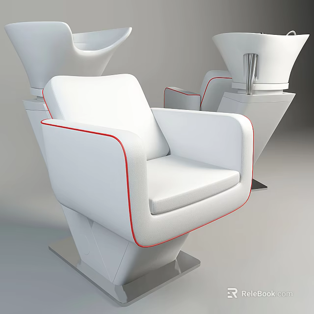 Modern White Massage Chair Featuring Red Trim Comfortable Armrests And Sleek Base 3d model 
