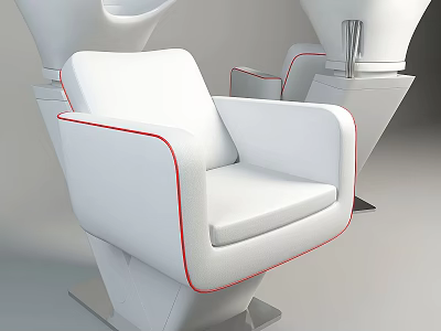 Modern White Massage Chair Featuring Red Trim Comfortable Armrests And Sleek Base 3d model