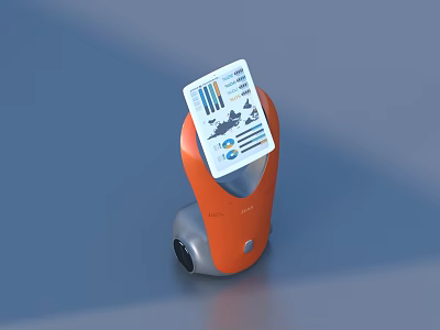 Orange Smart Display Device With Screen Showing Data Charts And Sensors 3d model