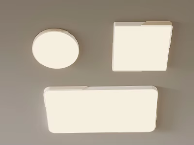 Minimalist Modern White Ceiling Lights With Round Square And Rectangular Shapes 3d model