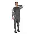 Man Wearing Tight Compression Sportswear Touching His Neck Against Gray Background
