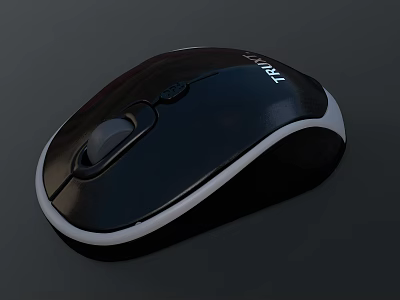 Black Wireless Mouse with White Edge Ergonomic Design for Daily Computer Use 3d model