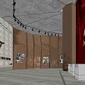 Memorial Hall Interior With Red Wall Hammer Sickle Symbol And Black White