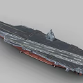 Detailed Aircraft Carrier Model With Gray Deck Red Bottom Island And Runway