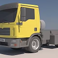 Yellow FUSO Cab Truck With Gray Wheels And Fuel Tank 3D Model Design