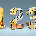 3D Mechanical Numbers 1 2 3 With Gears Bolts And Metallic Texture