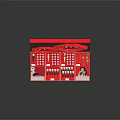 Open Red Cosmetic Gift Box With Lip Shaped Holders And Arranged Lipstick Tubes