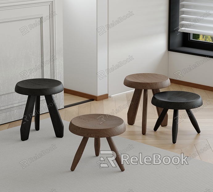 Small Stool Solid Wood Round Stool Low Stool Shoe Changing Stool Round Side Table model