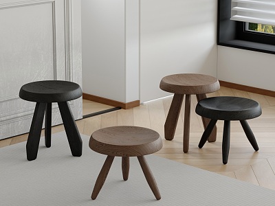 Small Stool Solid Wood Round Stool Low Stool Shoe Changing Stool Round Side Table model