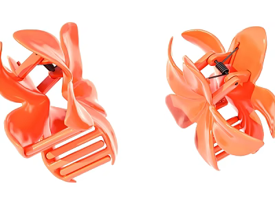 Orange Flower Shaped Hair Clips For Women Daily Styling Accessories 3d model