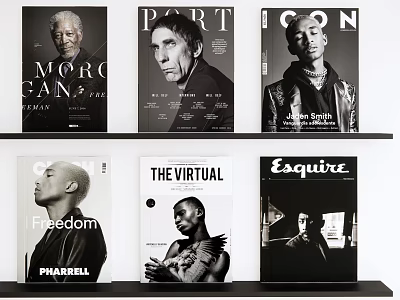Fashion Lifestyle Books Magazines Display With Portrait Covers On Shelf 3d model