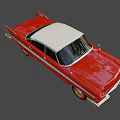 Red Vintage Classic Car With White Roof And Chrome Accents Design