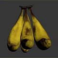 Bunch Of Ripe Yellow Bananas With Brown Spots On Black Reflective Background