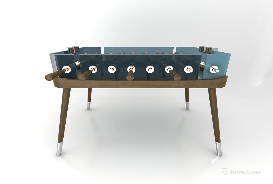 Modern Foosball Table Recreational Equipment With Wooden Legs And Metal Control Rods 3d model 
