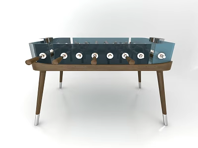 Modern Foosball Table Recreational Equipment With Wooden Legs And Metal Control Rods 3d model