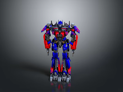 Detailed Blue Red Robot Action Figure With Mechanical Structure Design 3d model