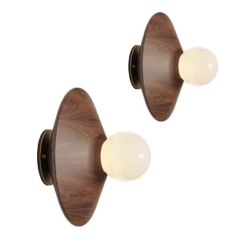 Modern wooden wall lamp combination 3d model